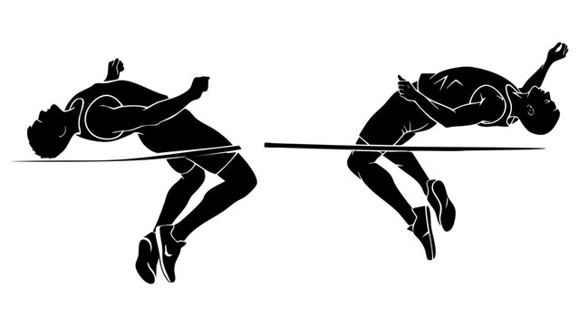 High Jump Athlete Fosbury Flop Silhouette Vector for Track and Field