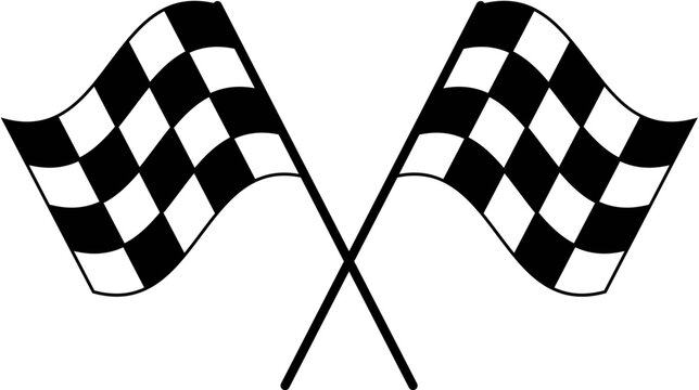 finish flag icon vectorCrossed checkered 3d race flags representing motorsport finish line for car rally isolated on white background. Checked texture with start at motor road. Waving flag and winning