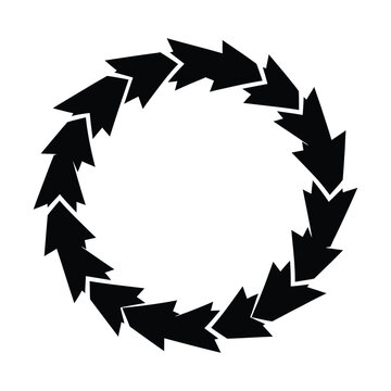 Circle of black arrows pointing in both directions in a circular motion