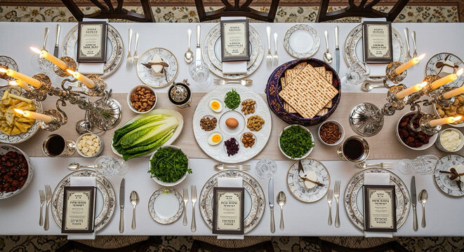 Passover Celebration Table Top View