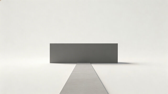 Minimalist abstract scene with a path blocked by a solid barrier. Business barrier concept with a blocked path obstacle. Problem and limitation in the workflow process.