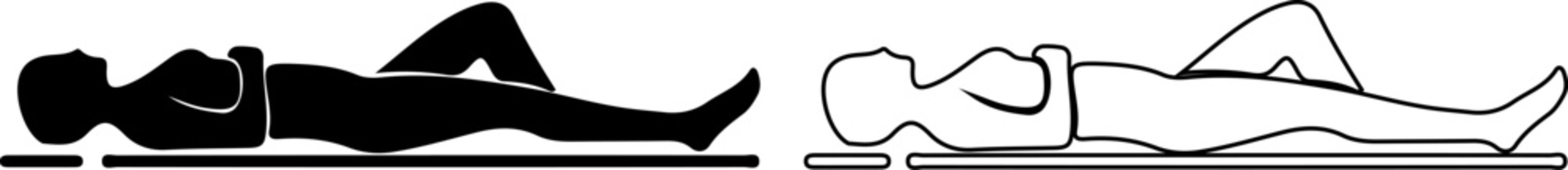 Lying exercise icons, supine workout pose vector set