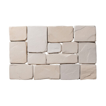 Paving stone stone path rectangular top view flat sandstone texture isolated, beige block pattern on transparency background, calm rustic surface