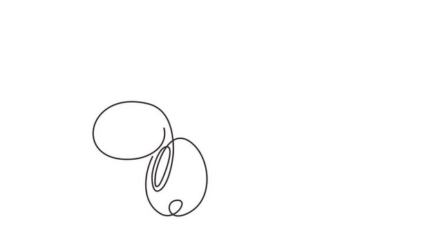 Animated self drawing of continuous line draw of  Olives branch icon Full length one line animation. 4K	