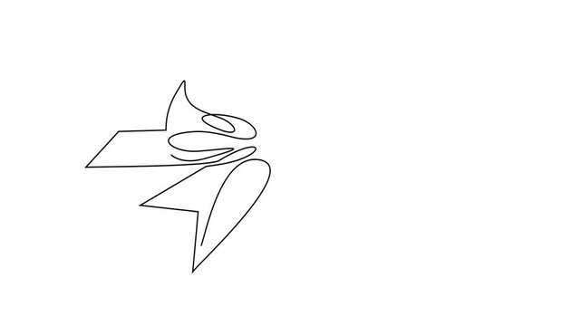 Animated self drawing of continuous line draw of bow and ribbon	  Full length one line animation. 4K	