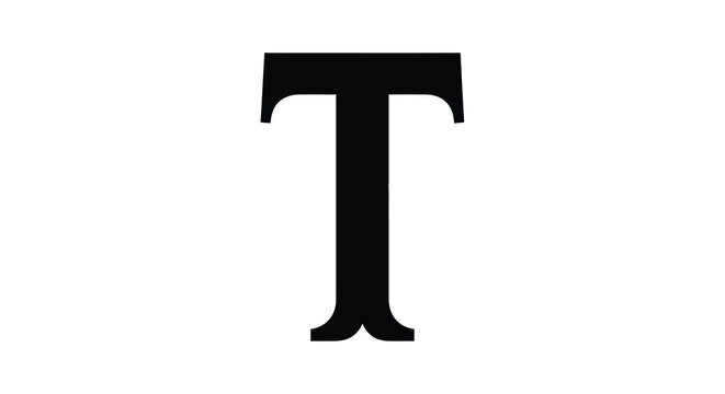 A stark minimalist image featuring a large black capital letter T centered against a plain white background high quality professional detailed