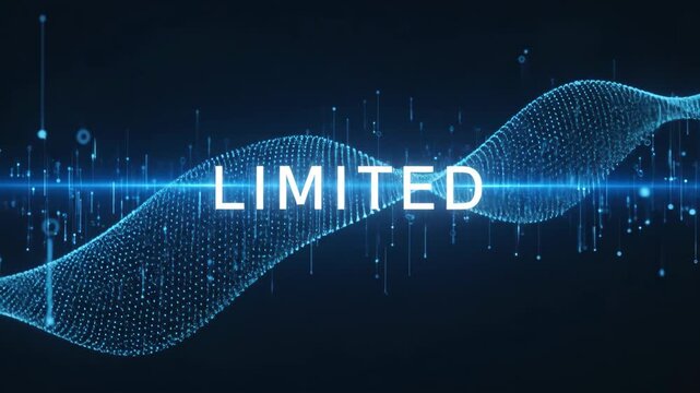 Limited text on abstract blue digital wave background, representing data flow and technological constraints.