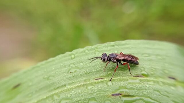 macrofauna of sawflies on leaves of the order Hymenoptera, invasive leaf-eating insect pests