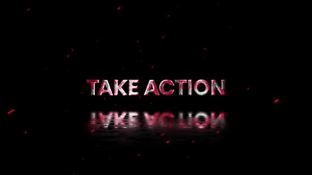 Take Action Rusty Metal Text Animation 4K Strong Call to Action Visual for Conversion Focused Marketing Content