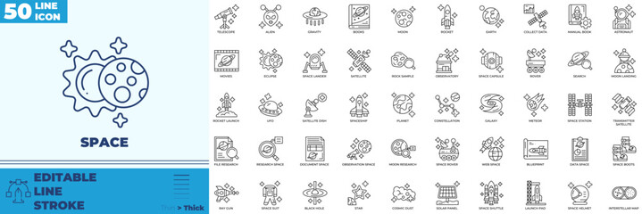 Space Line Editable Icons set © Madani Pro