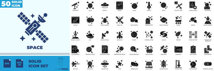 Space Solid Editable Icons set © Madani Pro