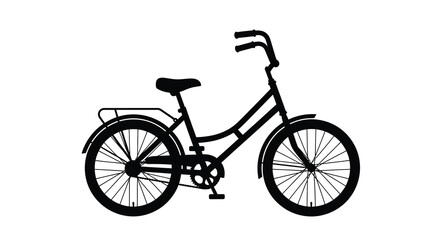 Fototapeta premium A stark black silhouette depicts a classic vintage bicycle showcasing its curved frame and simple design elements high quality professional detailed