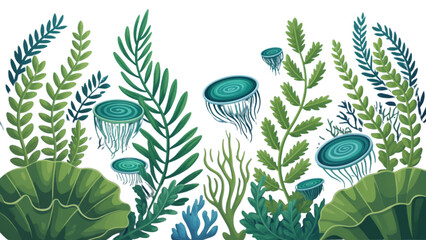 Delicate blue-green fern leaves growing in a natural cluster Vector © MDSOPON