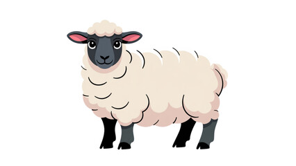 A stylized sheep with black face and legs standing upright on four legs Vector © MDSOPON