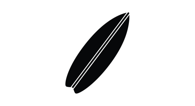 A minimalist black and white illustration depicts a surfboard angled diagonally against a stark white background high quality professional detailed modern
