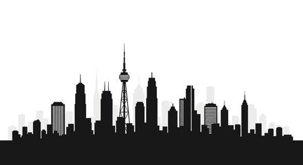 Fototapeta premium Modern City Skyline Silhouette Illustration.