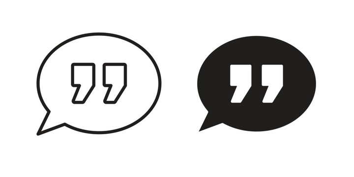 Comment quote icon collection on white background. Vector icon art.