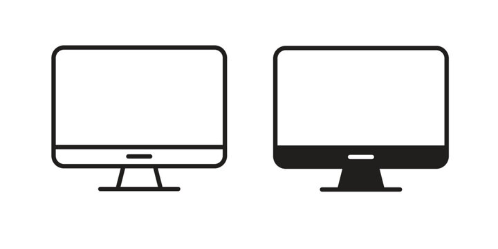 Computer screen icon collection on white background. Vector icon art.