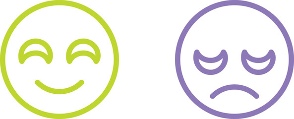 Obraz premium Contrasting emotions depicted by simple smiley and sad faces