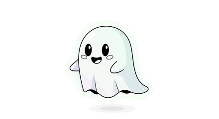 Obraz premium Cute cartoon ghost character smiling.