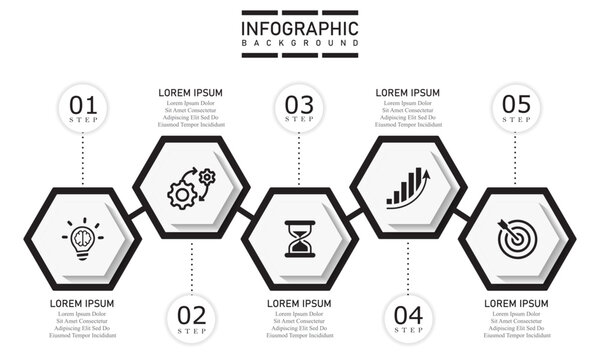 Business infographic template with hexagonal shape vector elements in up-down direction | 3 steps traditional marketing chart with icon | Modern blue diagram vector illustration for organization 