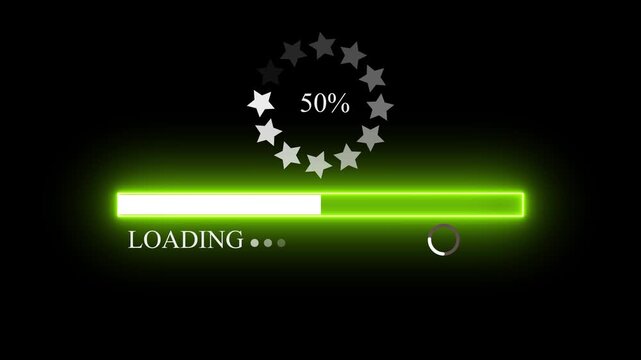 Animated star circular loading mark on a black background and no. with 4k video animation.