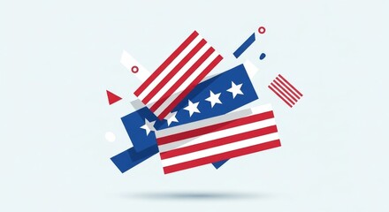 Obraz premium American flag fragmented design with stars and stripes