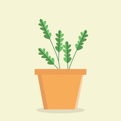 Fototapeta premium Green Plant Pot Minimal Leaf Illustration Design