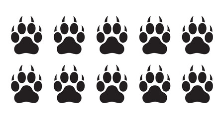Fototapeta premium Paw prints animals, wild animals paws isolated on white background, design element set