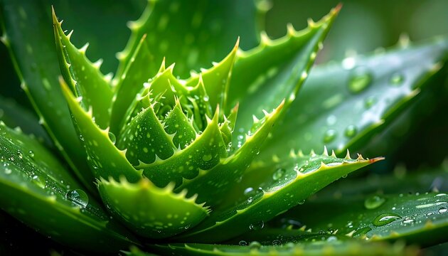 Succulent rosette with dewdrops