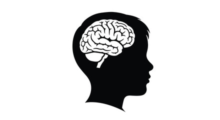 Obraz premium A human head profile with a brain inside dark silhouette