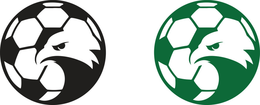 Eagle Head Soccer Ball Logo, Powerful Football Team Mascot Concept, Minimal Vector Illustration