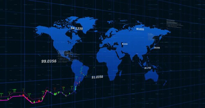 Finance dashboard showing candle clusters driving green line climbing across map, showing uptrend