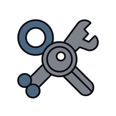 Fototapeta premium Mechanical gear wrench tools icon flat vector illustration