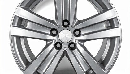 Obraz premium Polished silver car wheel rim with multi-spoke design