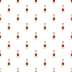 Fototapeta premium Alcohol bottles creating a repeating background design on white