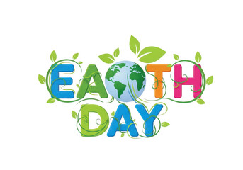 Fototapeta premium Colorful celebration illustration for earth day with greenery and globe elements isolated on transparent background