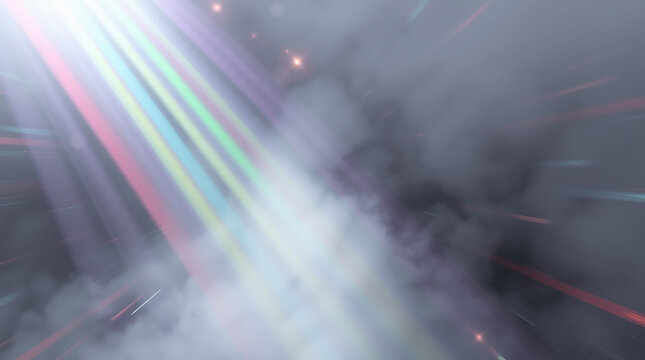 High contrast, low key lighting, tight close-up shot of an abstract background with rainbow-colored rays and sparkling bokeh, detailed focus, deep shadows, dramatic effect 