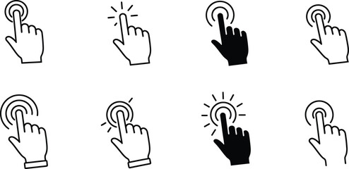 Fototapeta premium Hand Clicking Button Icons