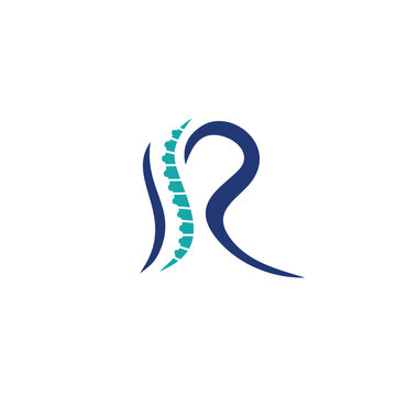 R letter chiropractic clinic logo design