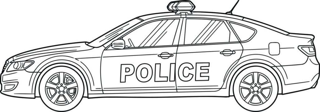 Police car color page for kids free printable vehicle coloring book
