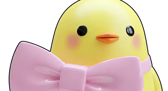 Cute Yellow Chick with Pink Bow