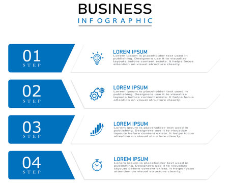 Four steps business diagram | Business infographic chart with timeline template and related icon | Traditional blue colour premium design vector illustration