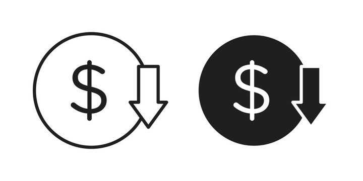 Cost reduction icon concept design set. Icon Element For Design