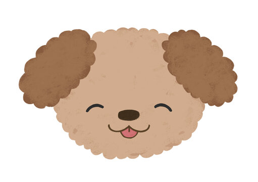 かわいい 手描き トイプードル にっこり目 やんちゃ 舌出し 表情 イラスト / Hand Drawn Cute Toy Poodle Happy Eyes Playful Tongue Out Expression Illustration