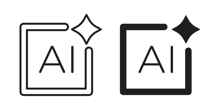 Generative Ai icon clipart symbol isolated on white background. Flat and stroke designs.