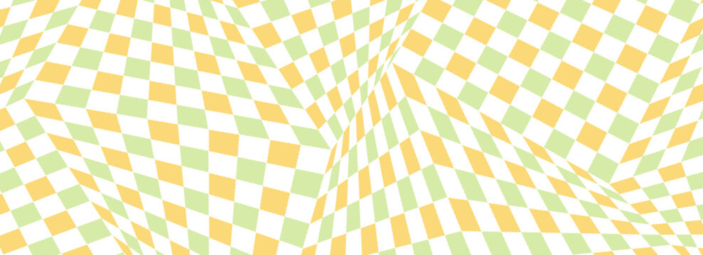 Childish checkered pattern on yellow and green. Fresh spring background. Cute baby seamless print. Pastel color. vector