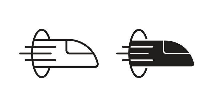 Hyperloop icon clipart symbol isolated on white background. Flat and stroke designs.