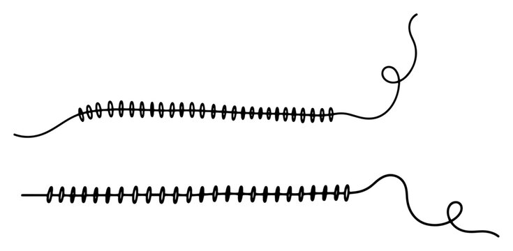 Suture stitch lines with thread loops and minimalist medical divider style