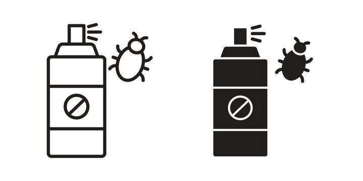 Insecticide icon clipart symbol isolated on white background. Flat and stroke designs.